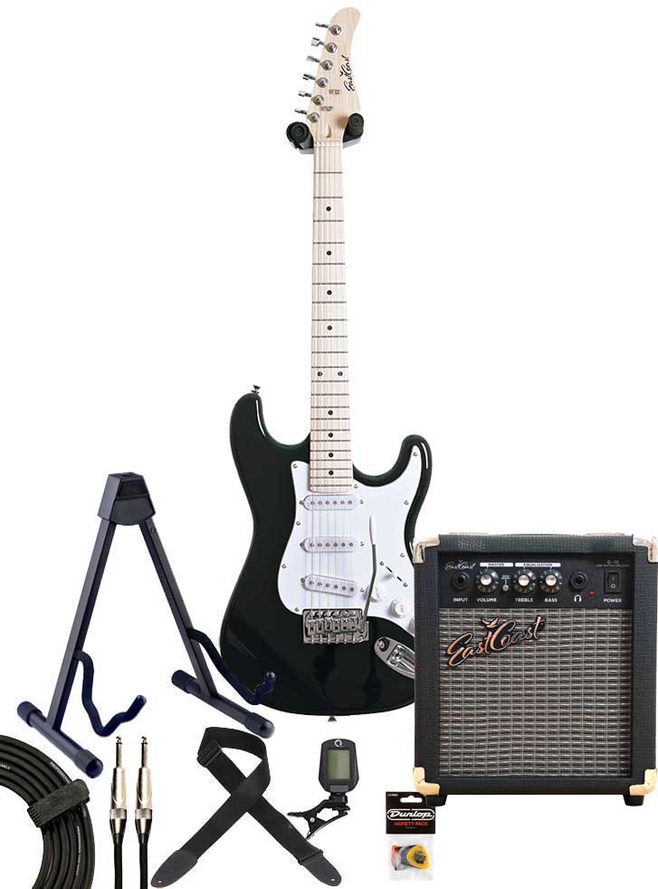 EastCoast ST1 3/4 Size Pack Black Maple Fingerboard