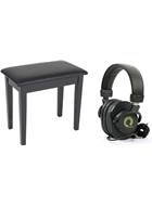 Kinsman KPB01 Piano Bench Black and HP-PMH20 Professional Monitoring Headphones