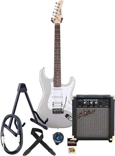 EastCoast ST2 HSS Electric Guitar Pack Metallic Silver EastCoast ST2 HSS Electric Guitar Pack Metallic Silver