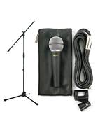 Ordo 4 x M-D10 Dynamic Microphone with Clip, Cable and Pouch Bundle With Mic Boom Stand