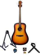 EastCoast D1-DSB Satin Dark Sunburst Acoustic Pack