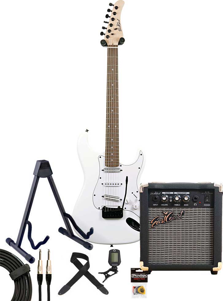 EastCoast EG1 Electric Guitar Pack Ghost White