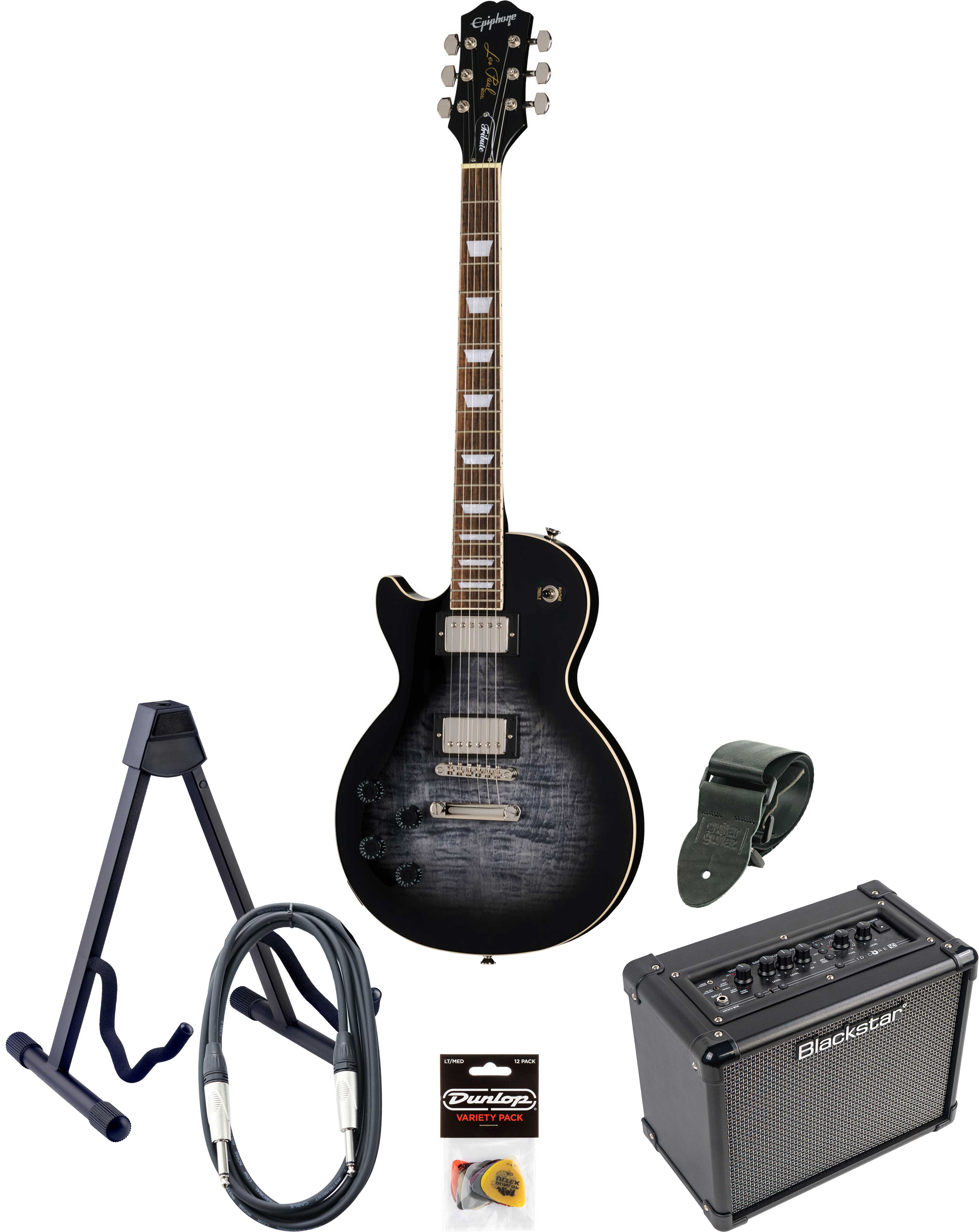 Epiphone Les Paul Tribute Plus & ID Core Pack Ebony Burst Left Handed