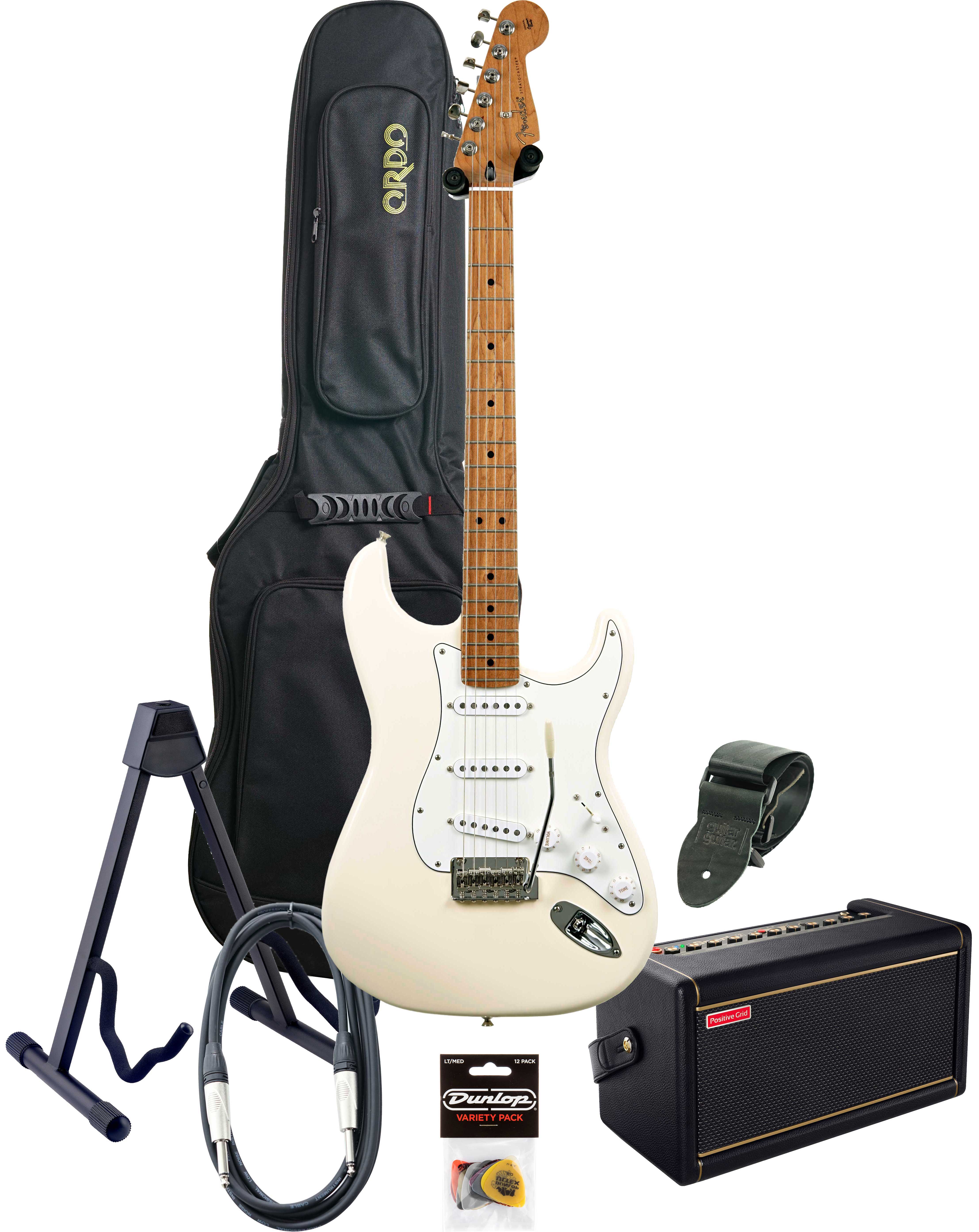 Fender Player II Roasted Stratocaster & Spark 2 Pack Olympic White