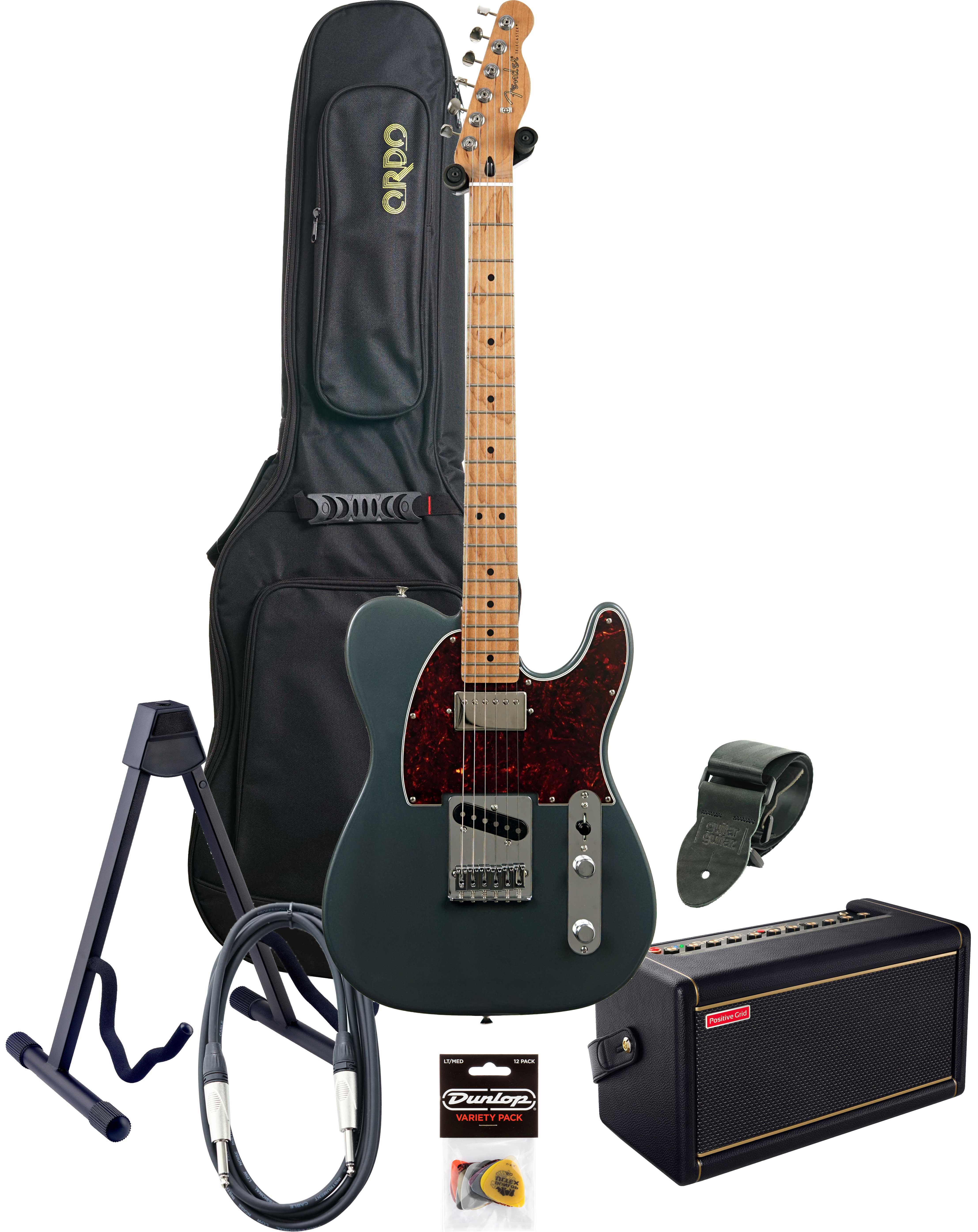 Fender Player II Roasted Telecaster & Spark 2 Pack Charcoal Frost Metallic