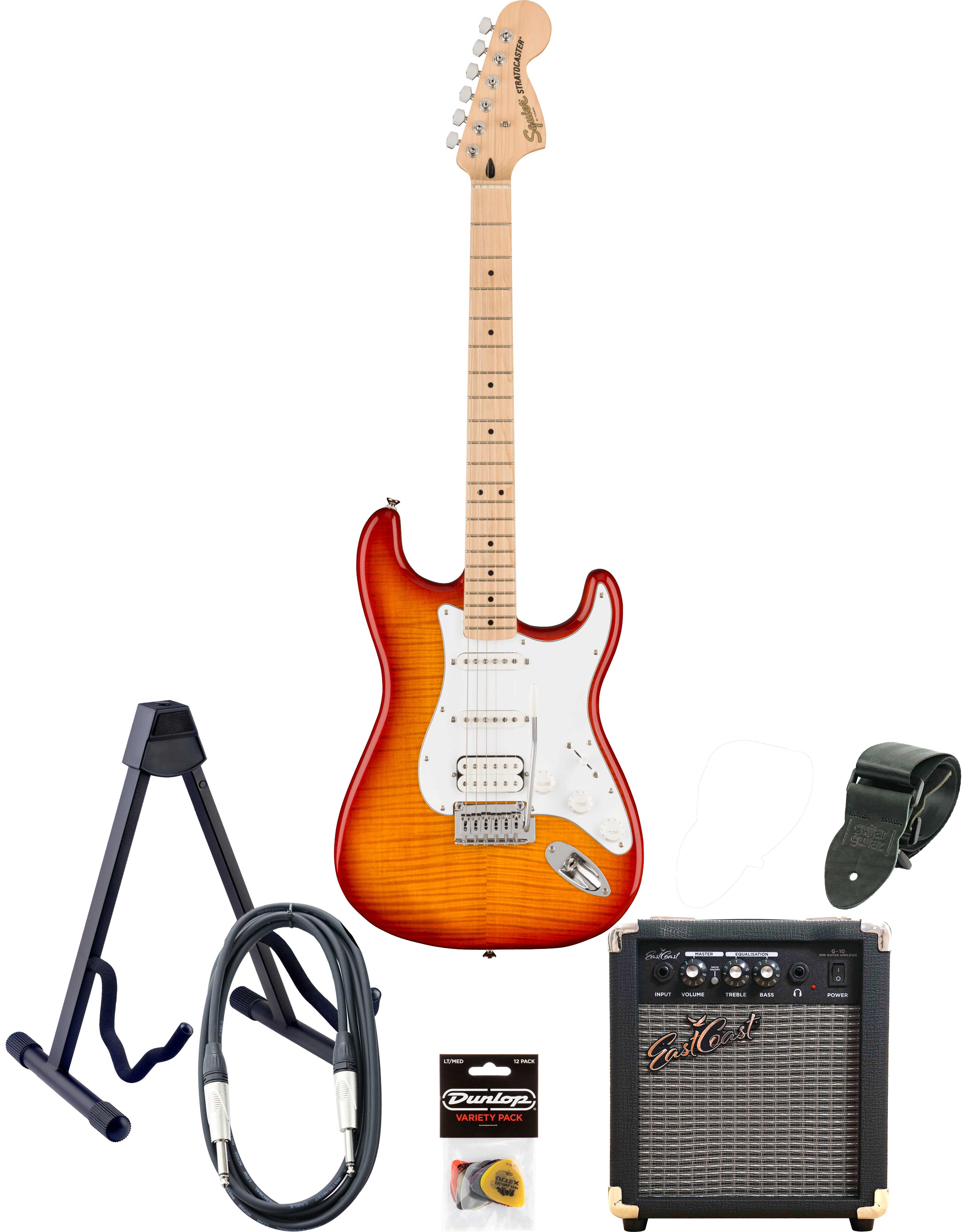 Squier Affinity Stratocaster HSS & EastCoast G10 Pack Sienna Sunburst