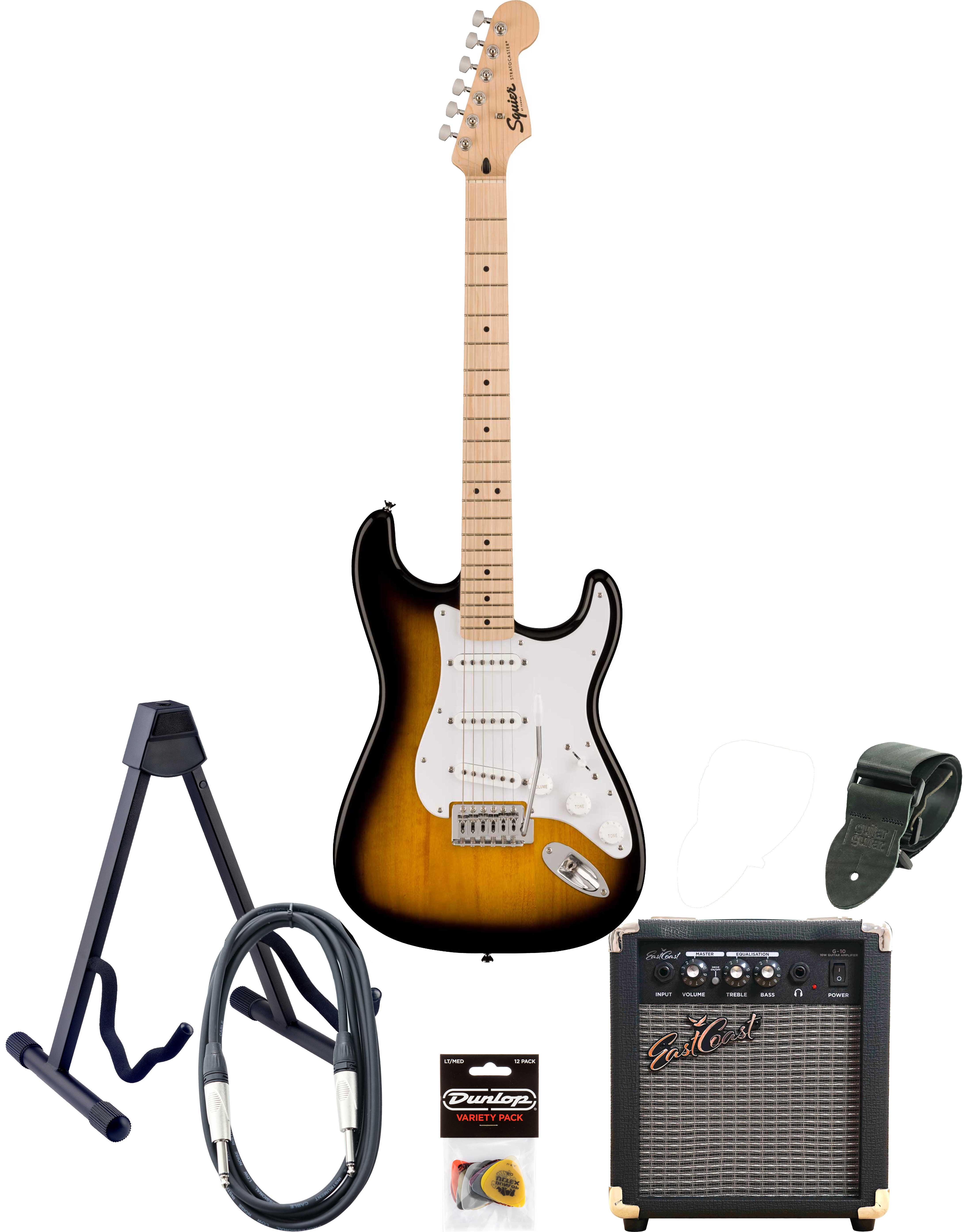 Squier Sonic Stratocaster & Eastcoast G10 Pack 2 Tone Sunburst