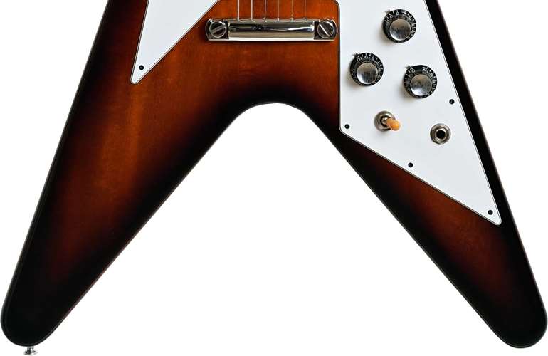 tobacco sunburst flying v Gibson '67 Reissue Refin USED (s498) shaped Flying V headstock features high 2014 Dean USA Dave Mustaine