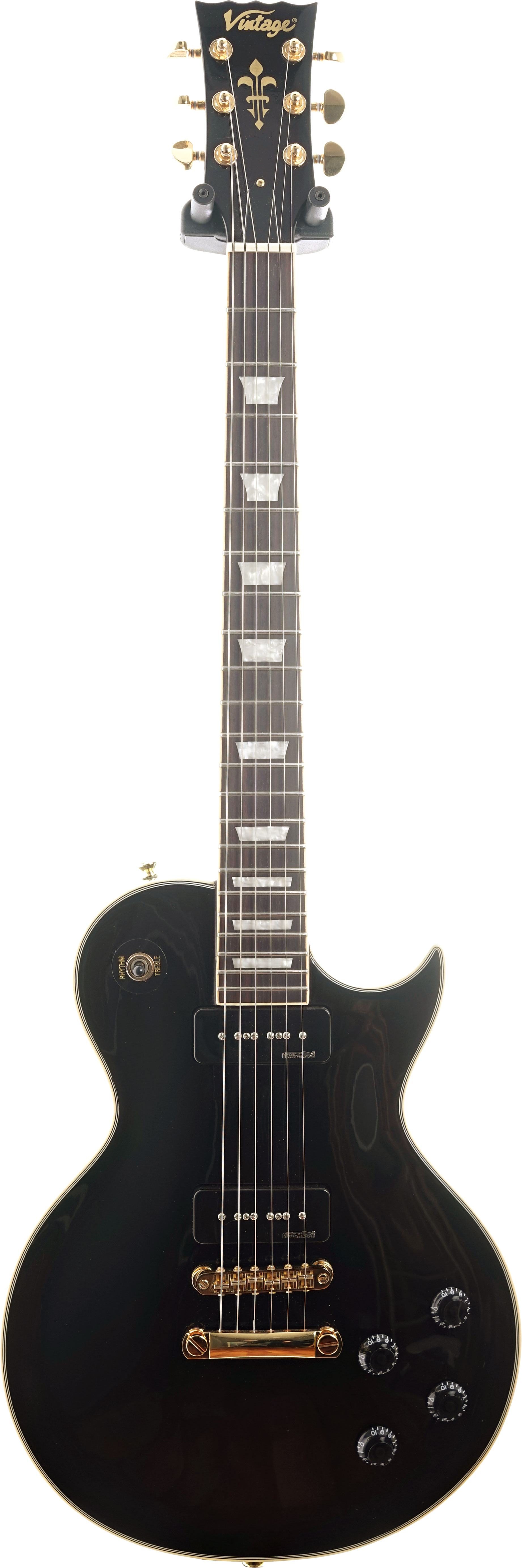 Vintage V100PBB V100 Guitar 2W90 Gold Hardware Gloss Black (Pre-Owned)