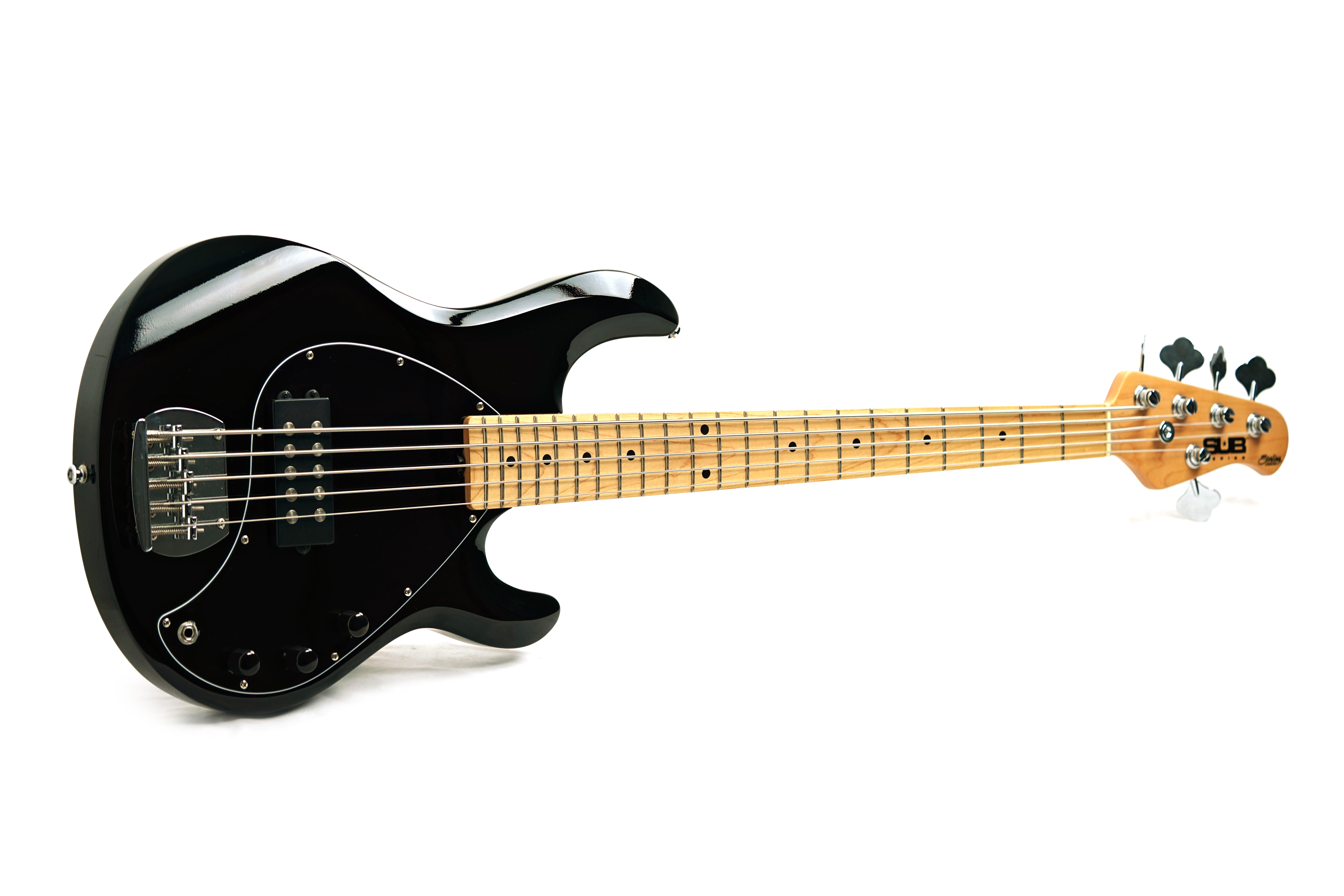 Sterling By Music Man StingRay RAY5 Black &ndash; Basso Elettrico Attivo 5 Corda Con Preamplificatore A 2 Bande, Manico In Acero