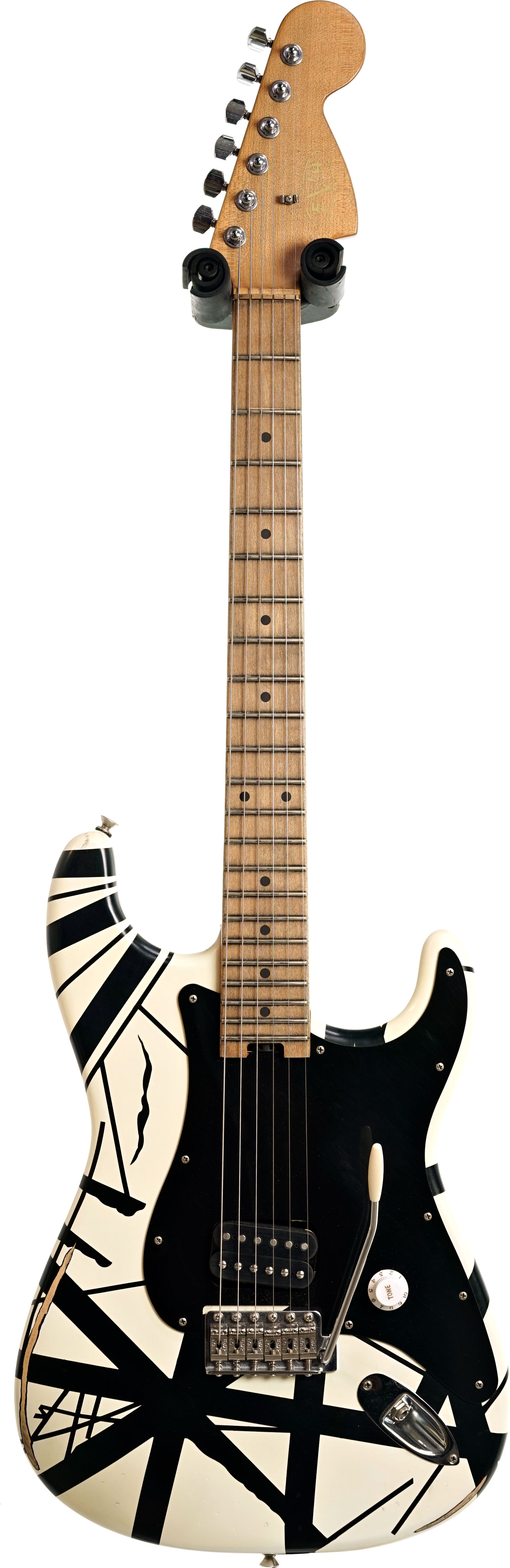 EVH 2021 Striped Series '78 Eruption Maple Fingerboard White with Black Stripes Relic (Pre-Owned)