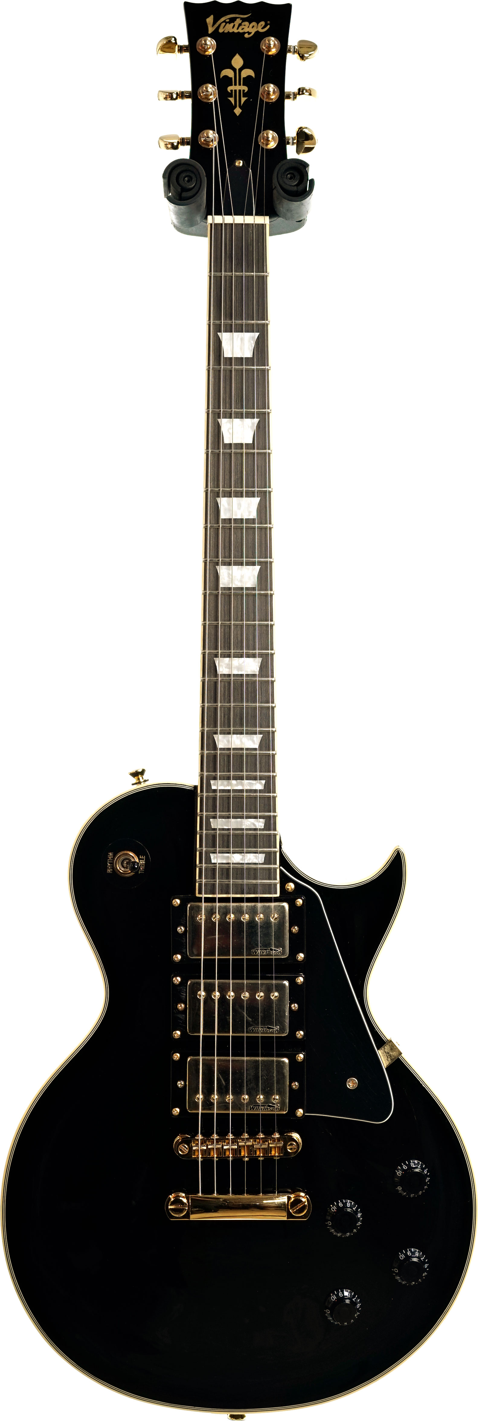 Vintage V1003BB V100 3 Pick Up Guitar Gold Hardware Boulevard Black (Pre-Owned)