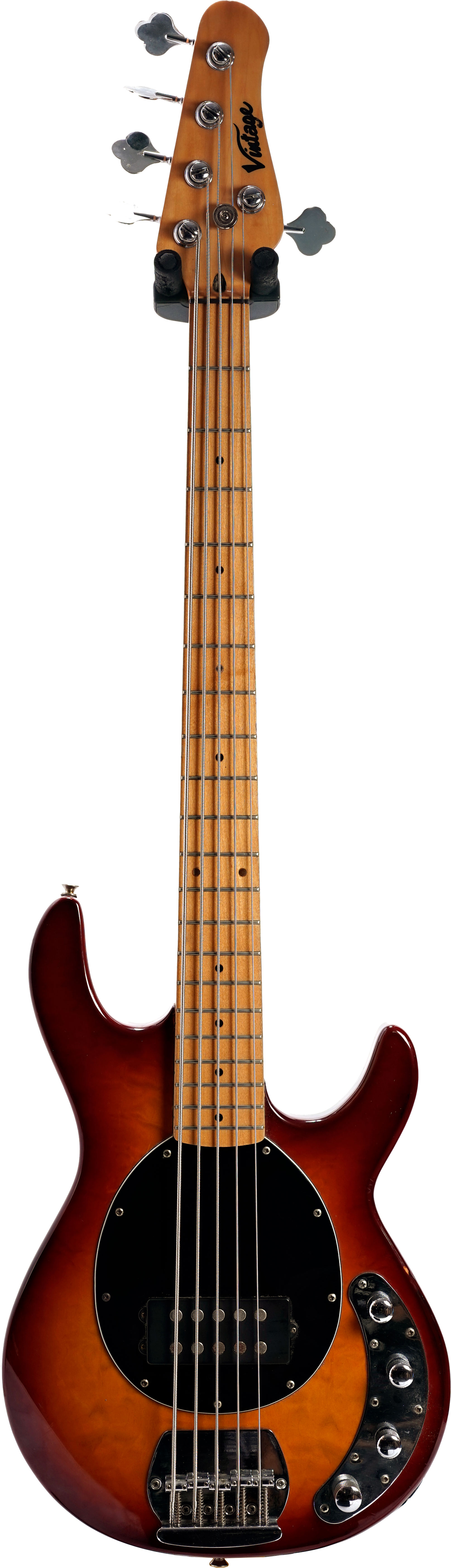 Vintage V965TSB Active 5 String Bass Flamed Tobacco Sunburst (Pre-Owned)
