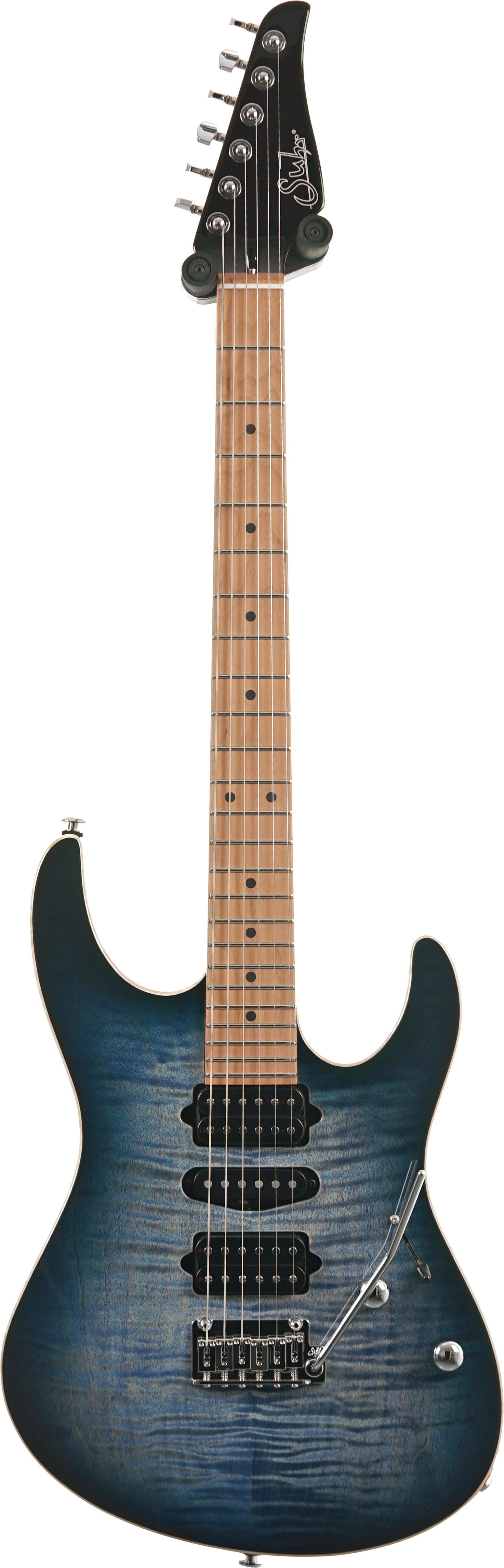 Suhr Modern Plus Faded Trans Whale Blue Burst HSH Roasted Maple Fingerboard #93144