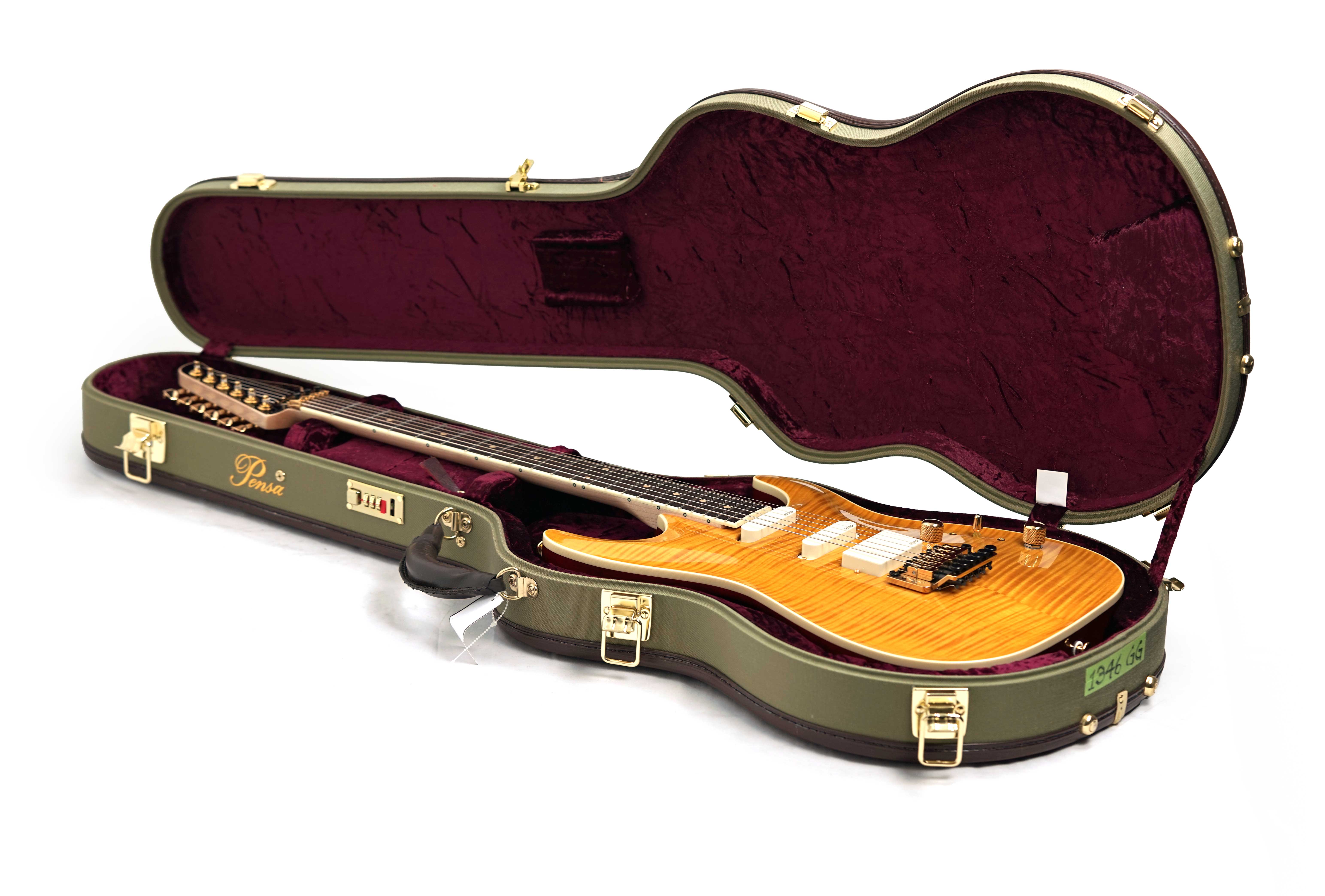 Pensa Guitars Soho Custom Classic Flame Amber Knopfler Spec #1346