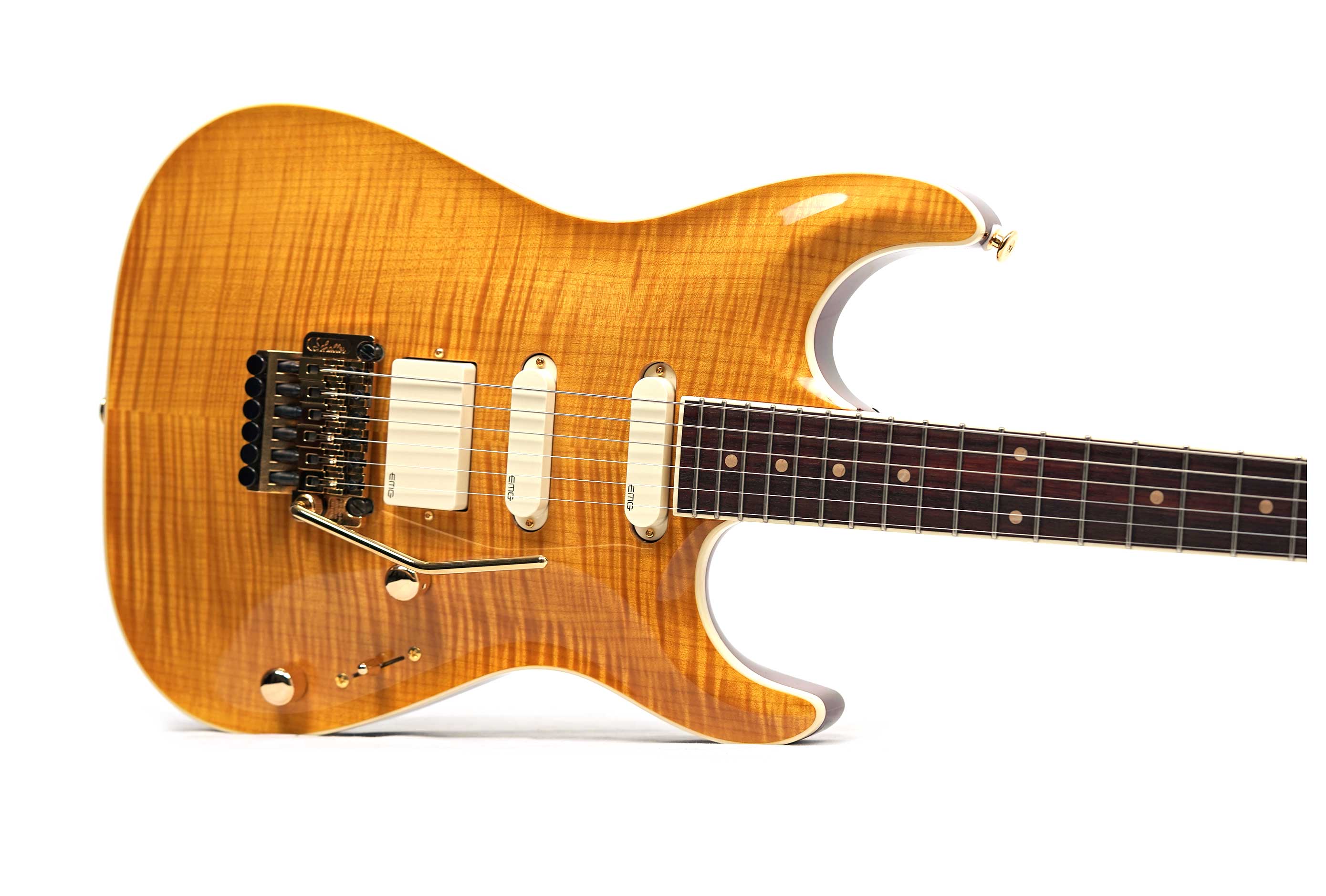 Pensa Guitars Soho Custom Classic Flame Amber Knopfler Spec #1343