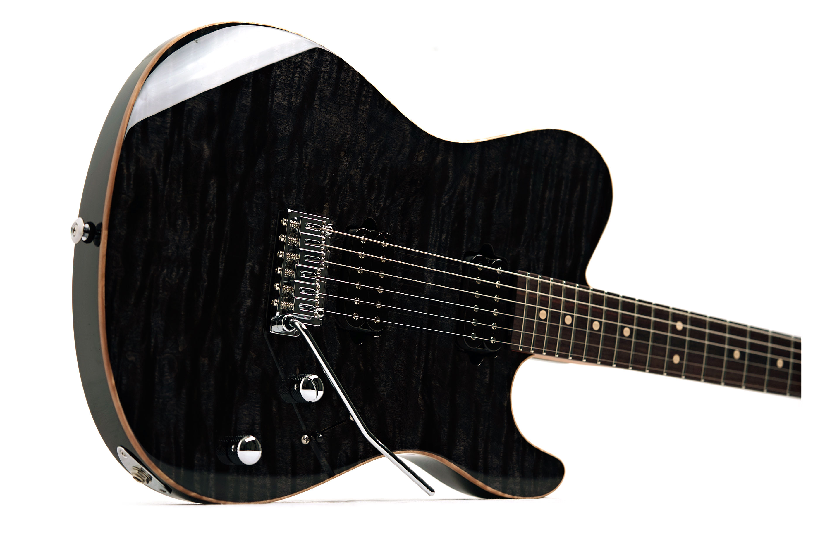 Suhr Oso Short Scale Alder Figured Maple Trans Black Rosewood Fingerboard #94013