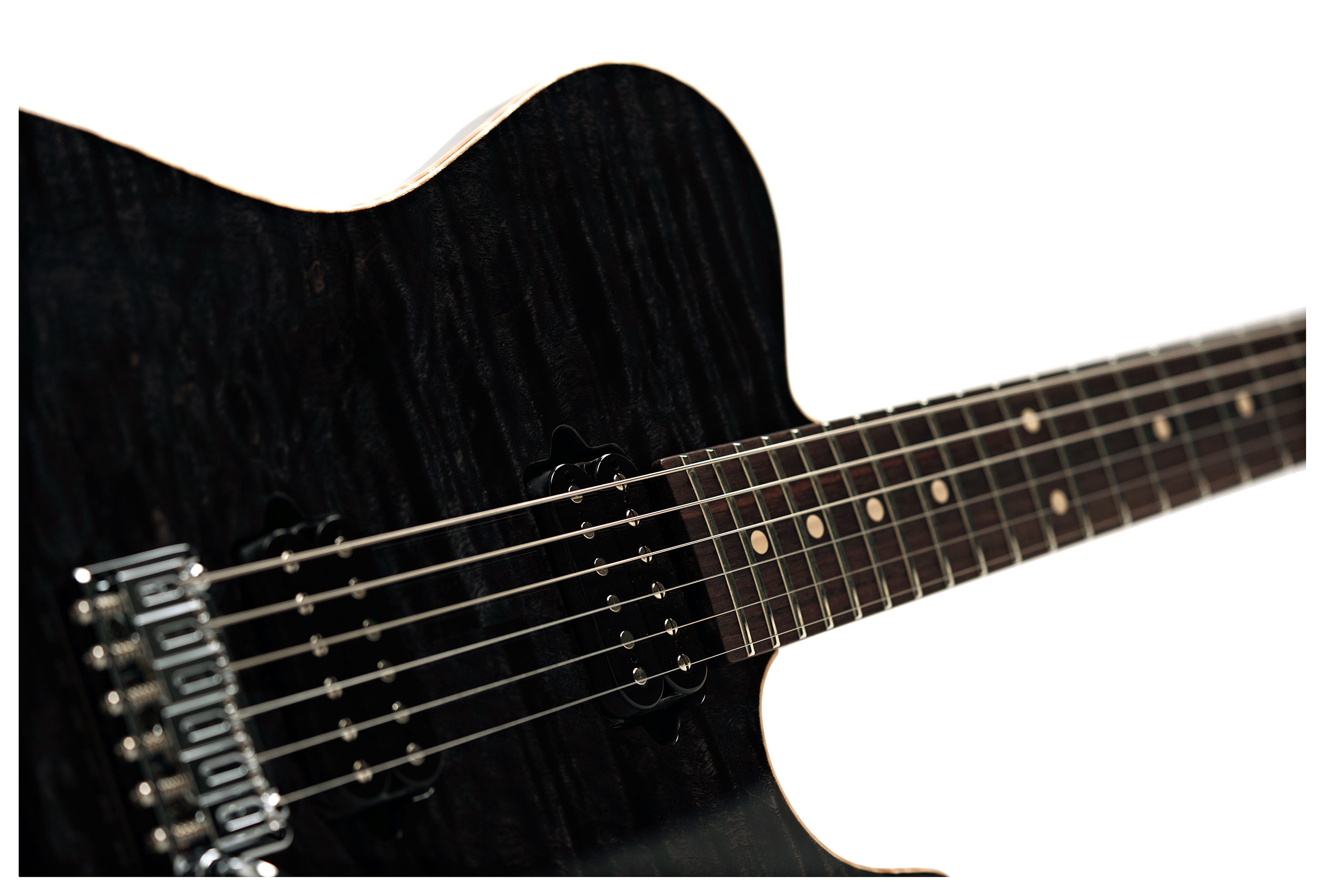 Suhr Oso Short Scale Alder Figured Maple Trans Black Rosewood Fingerboard #94013