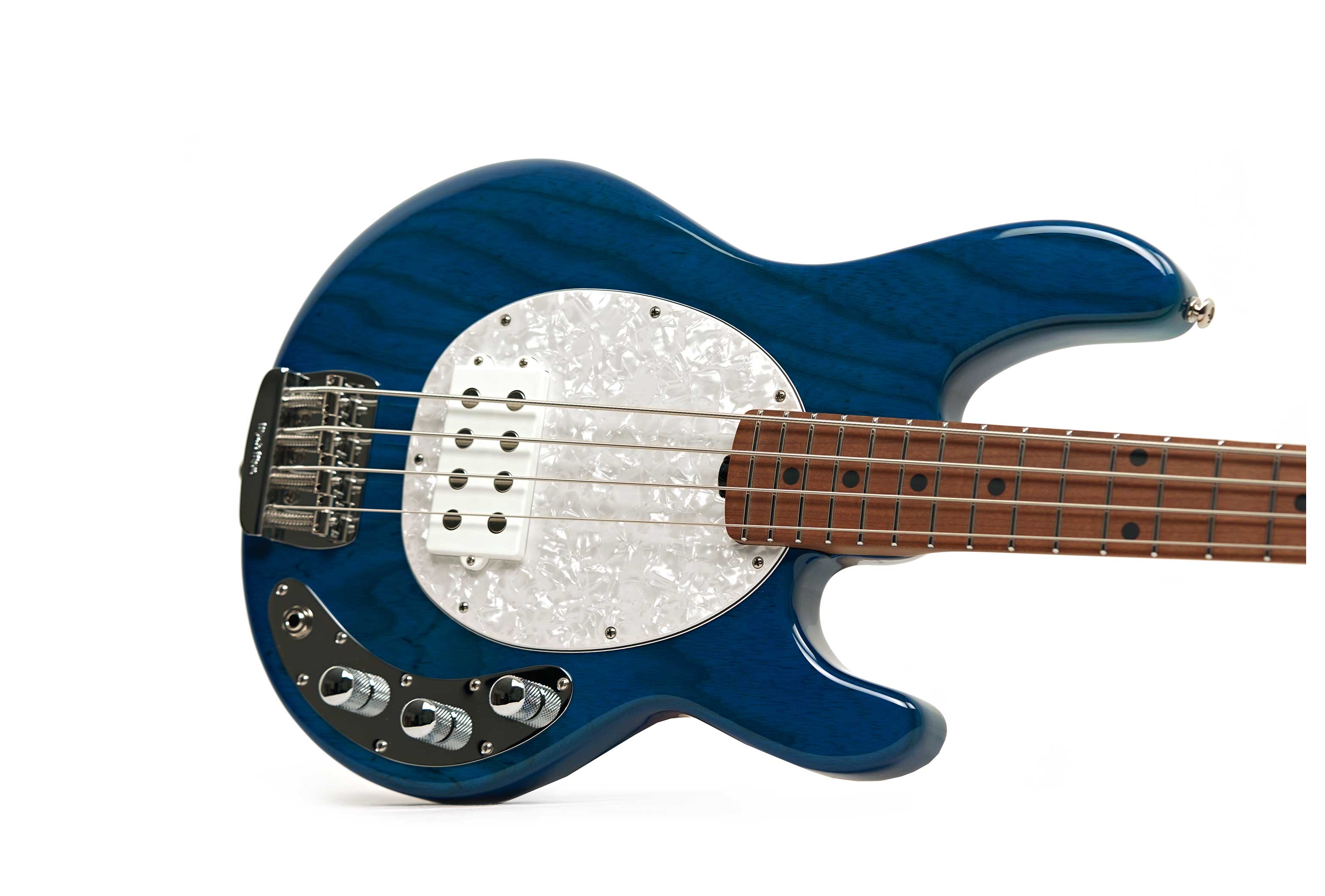 Music Man Short Scale Stingray Translucent Blue Maple Fingerboard #K14718