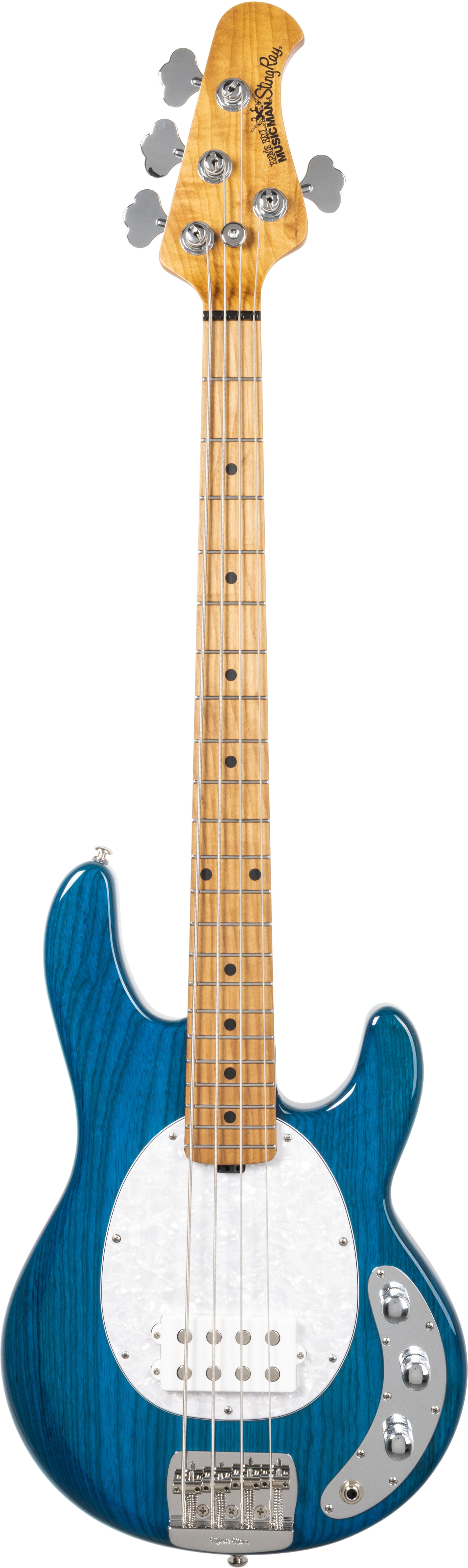 Music Man Short Scale Stingray Translucent Blue Maple Fingerboard