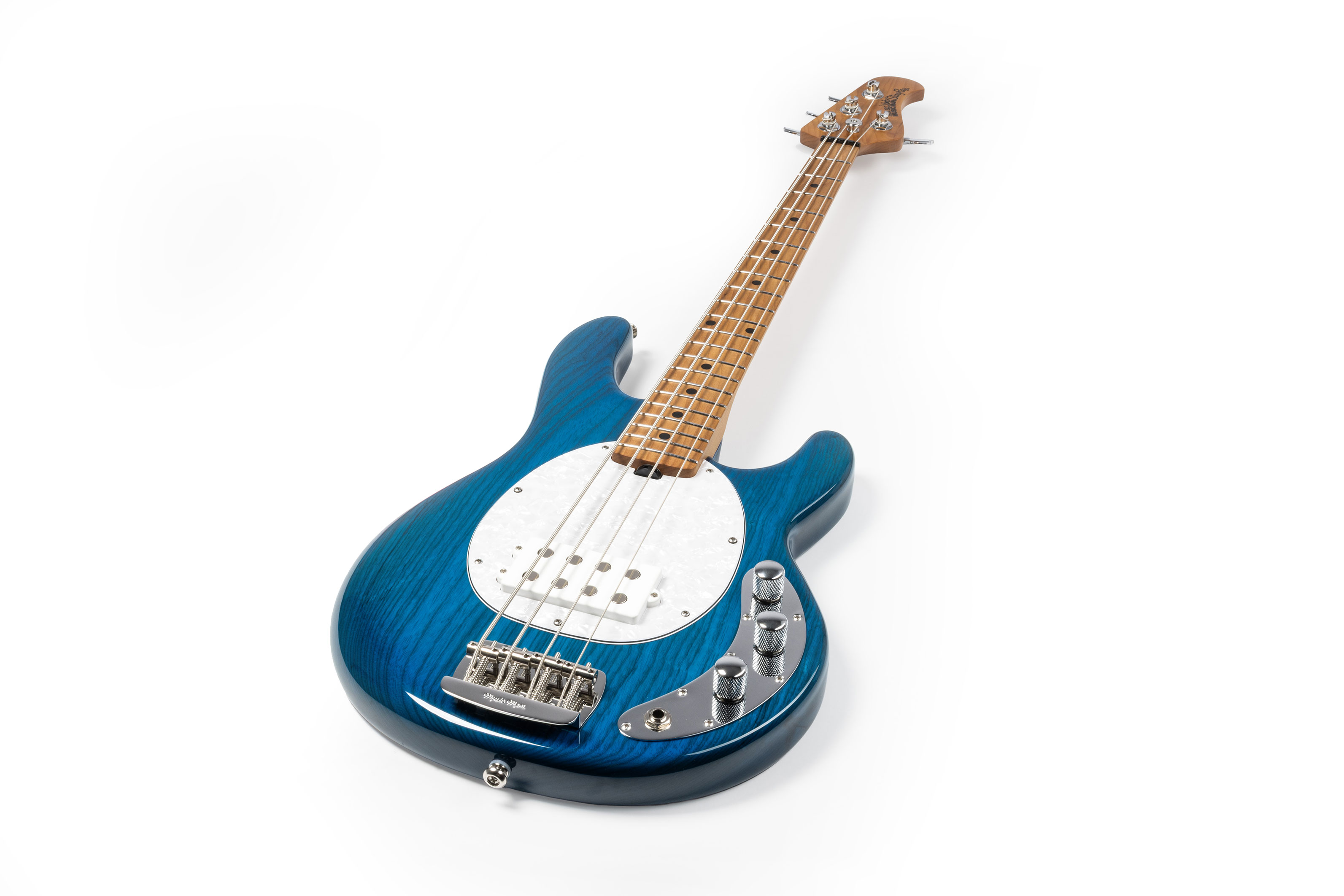 Music Man Short Scale Stingray Translucent Blue Maple Fingerboard