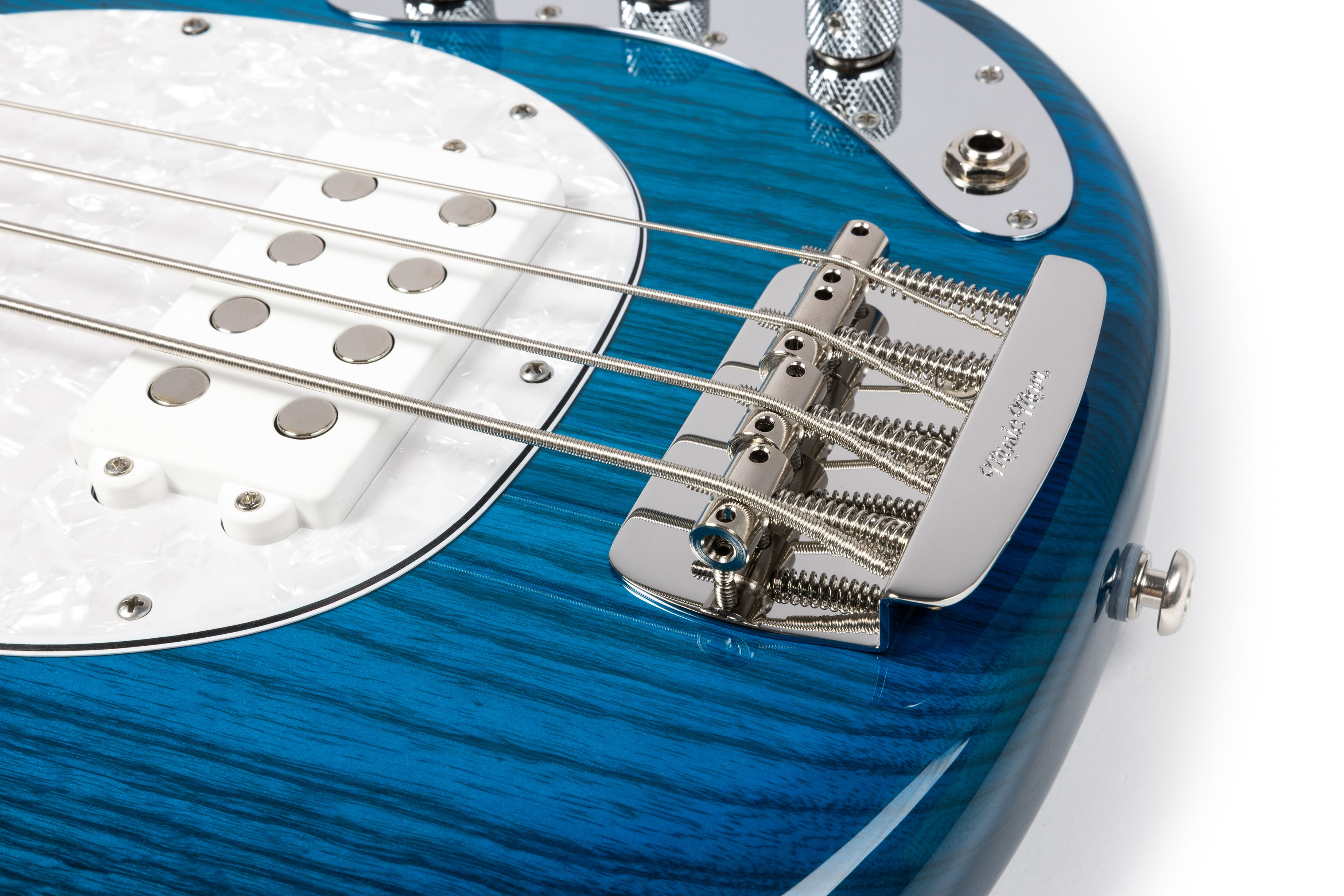 Music Man Short Scale Stingray Translucent Blue Maple Fingerboard
