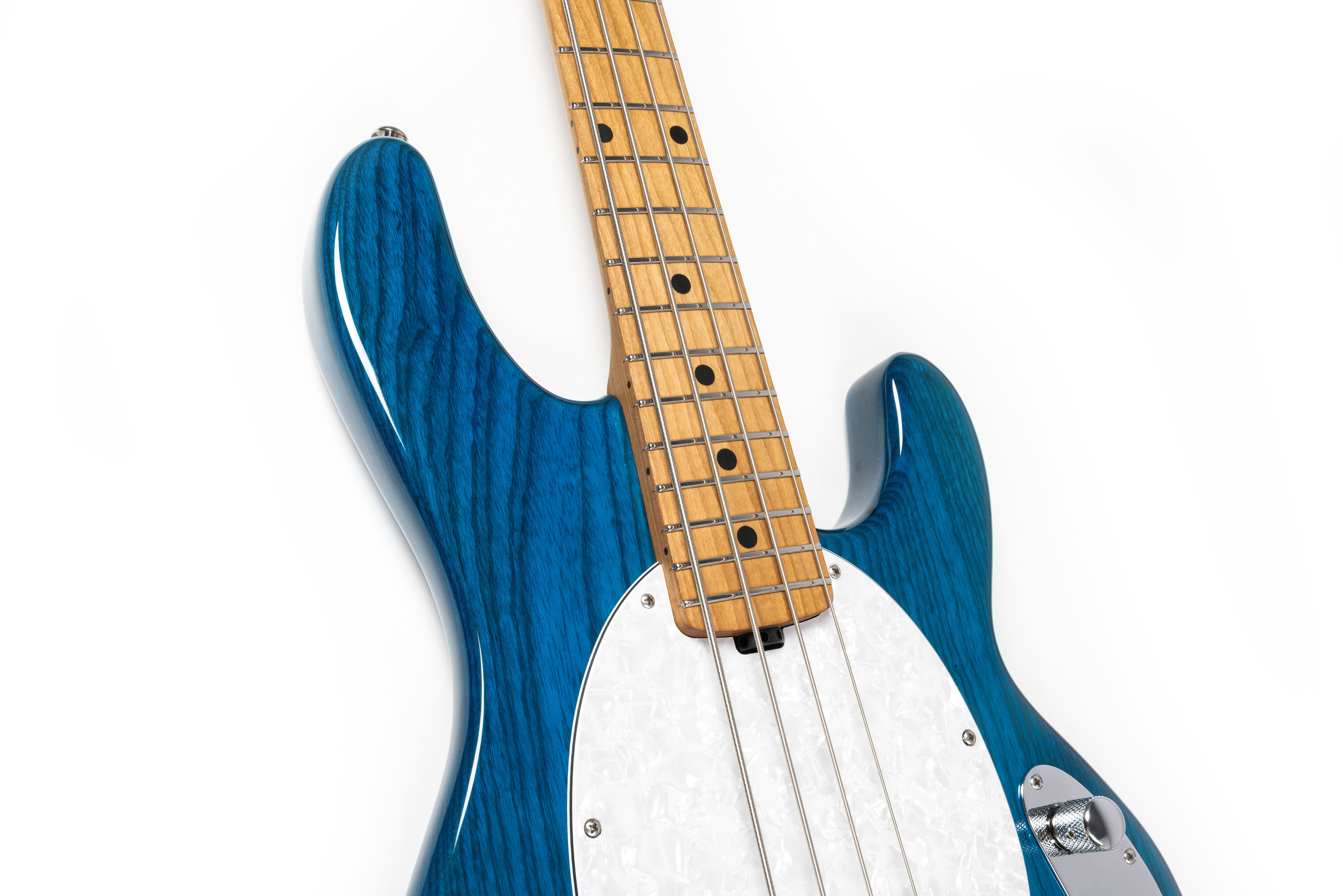 Music Man Short Scale Stingray Translucent Blue Maple Fingerboard