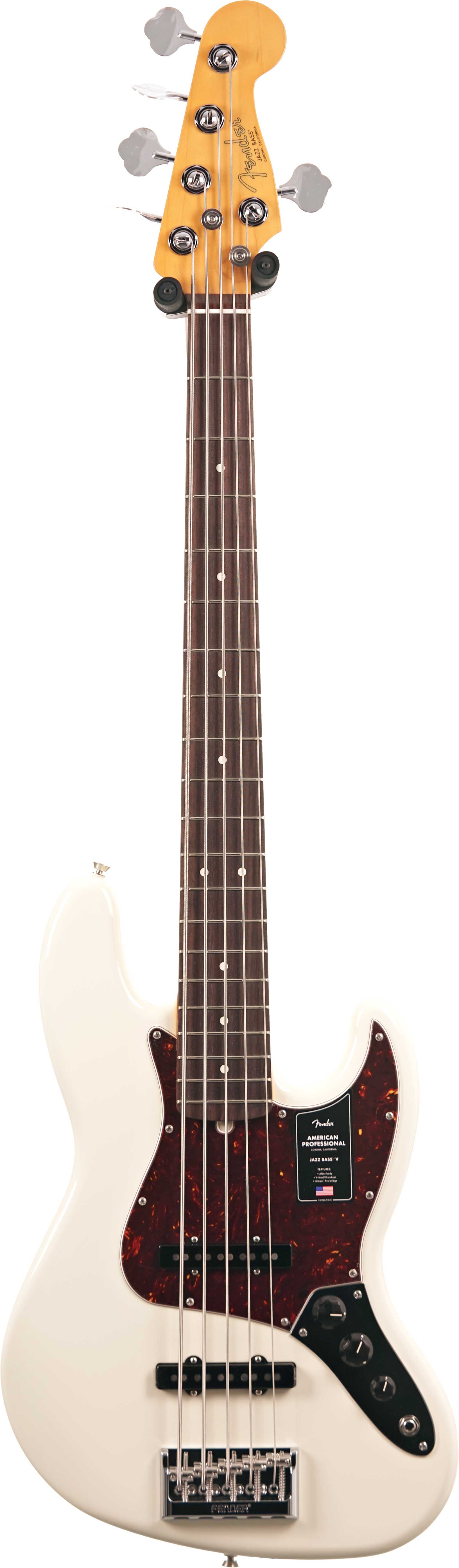 Fender American Professional Jazz Bass V Olympic White Rosewood Fingerboard (2026) #US26034198