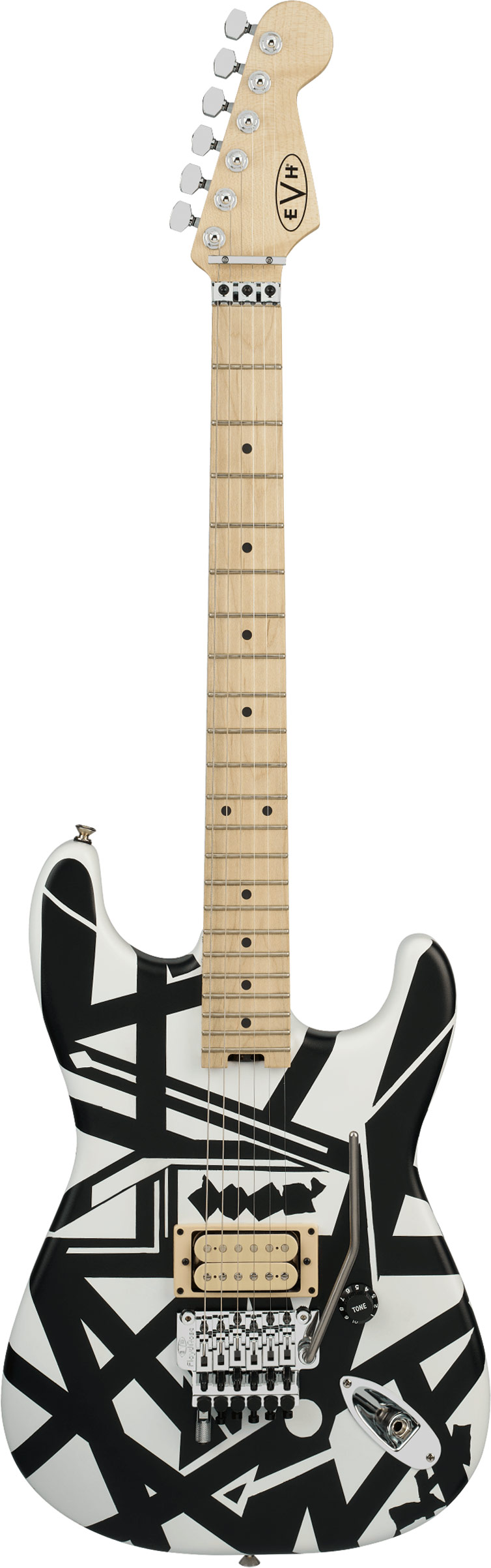 EVH Striped Series Shapes Maple Fingerboard White and Black