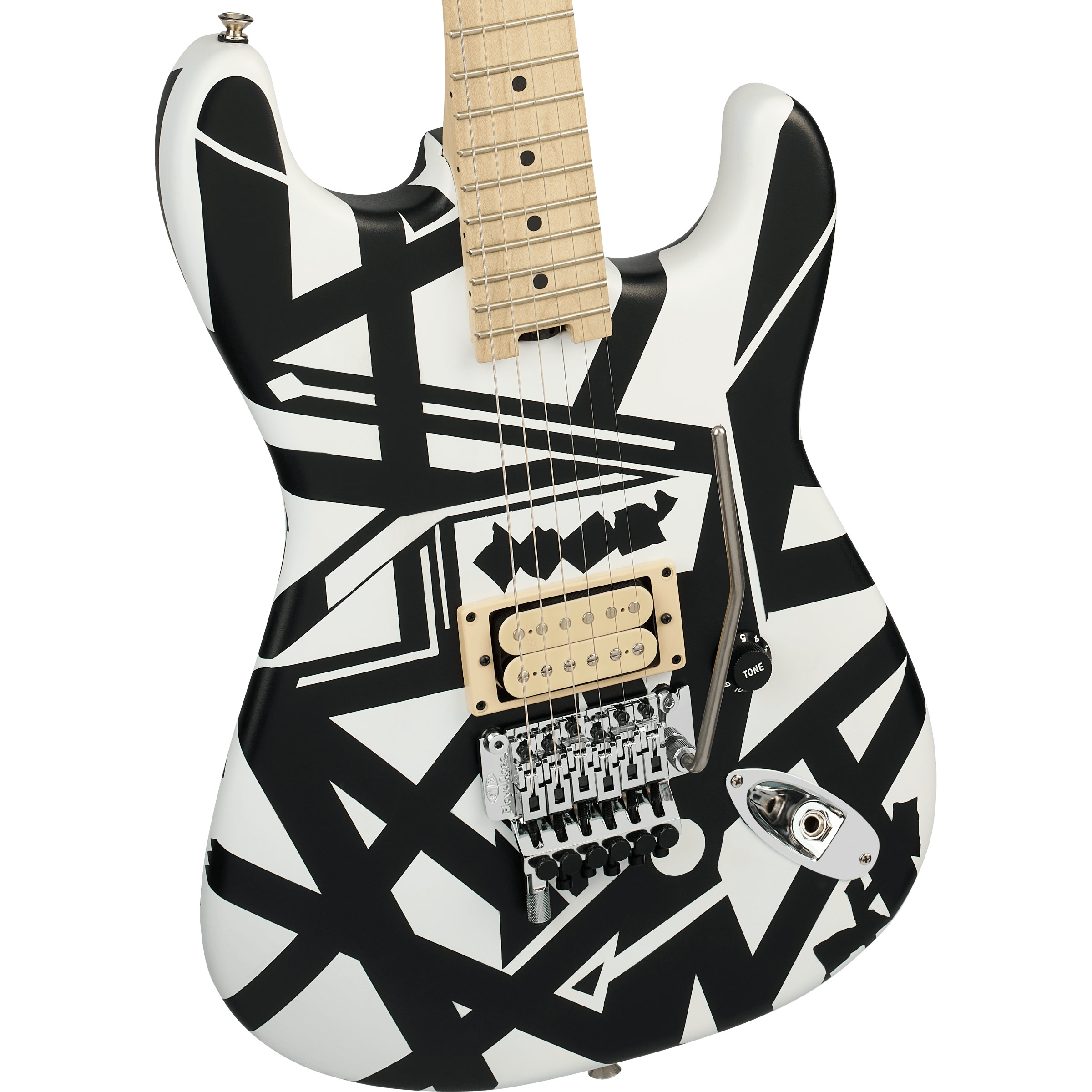 EVH Striped Series Shapes Maple Fingerboard White and Black