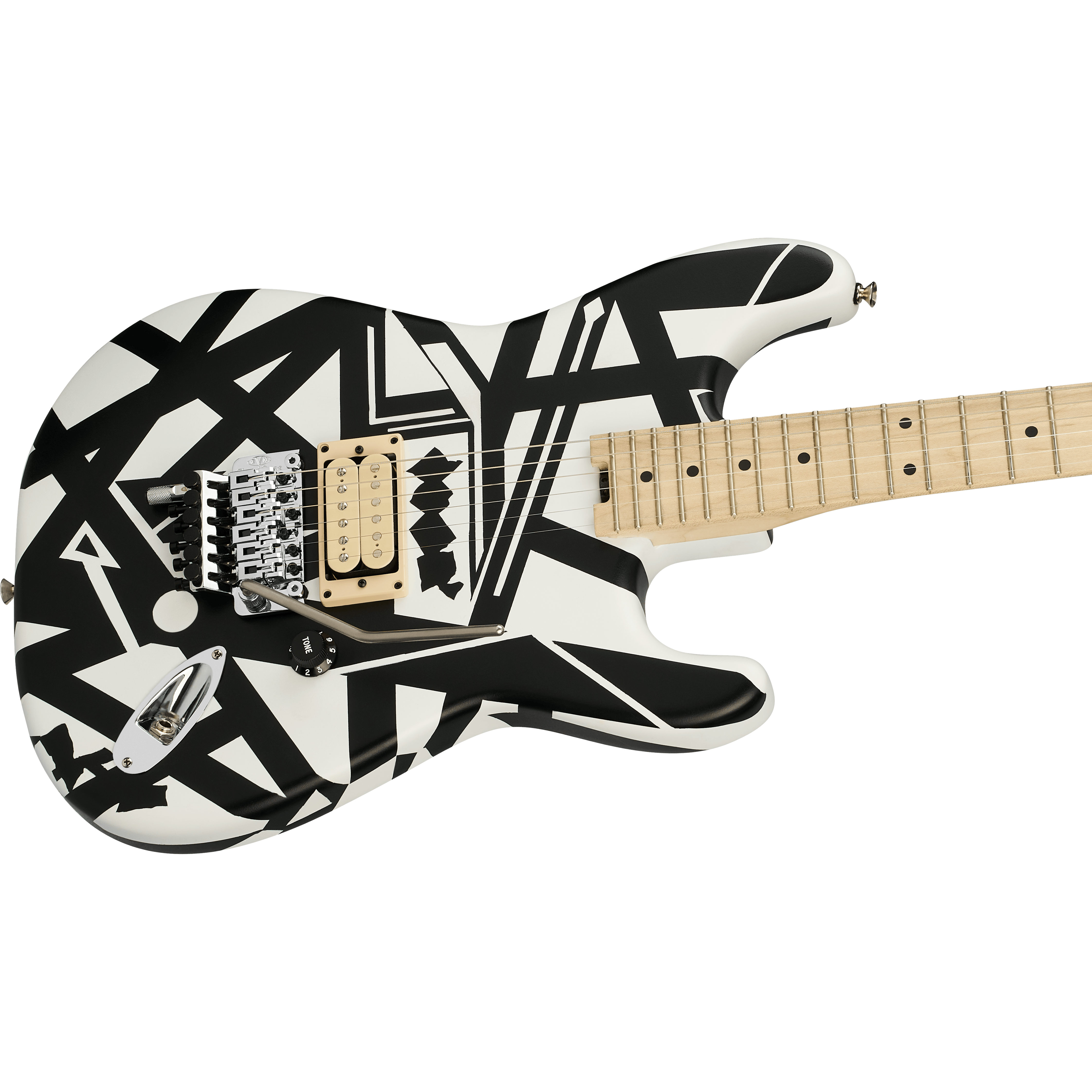 EVH Striped Series Shapes Maple Fingerboard White and Black