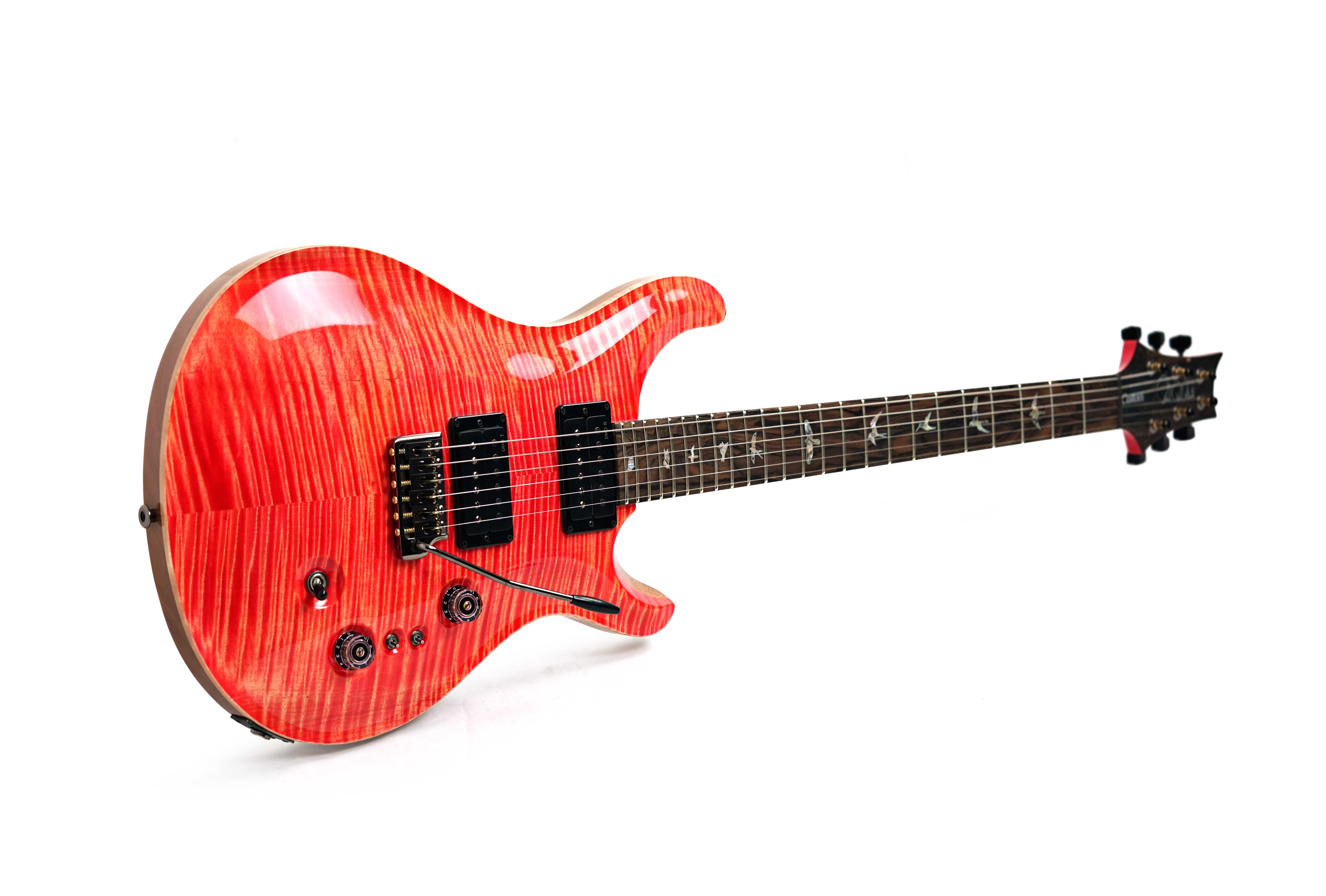 PRS Custom 24-08 10 Top Salmon with Flame Maple Neck and DMO Pickups #0425874