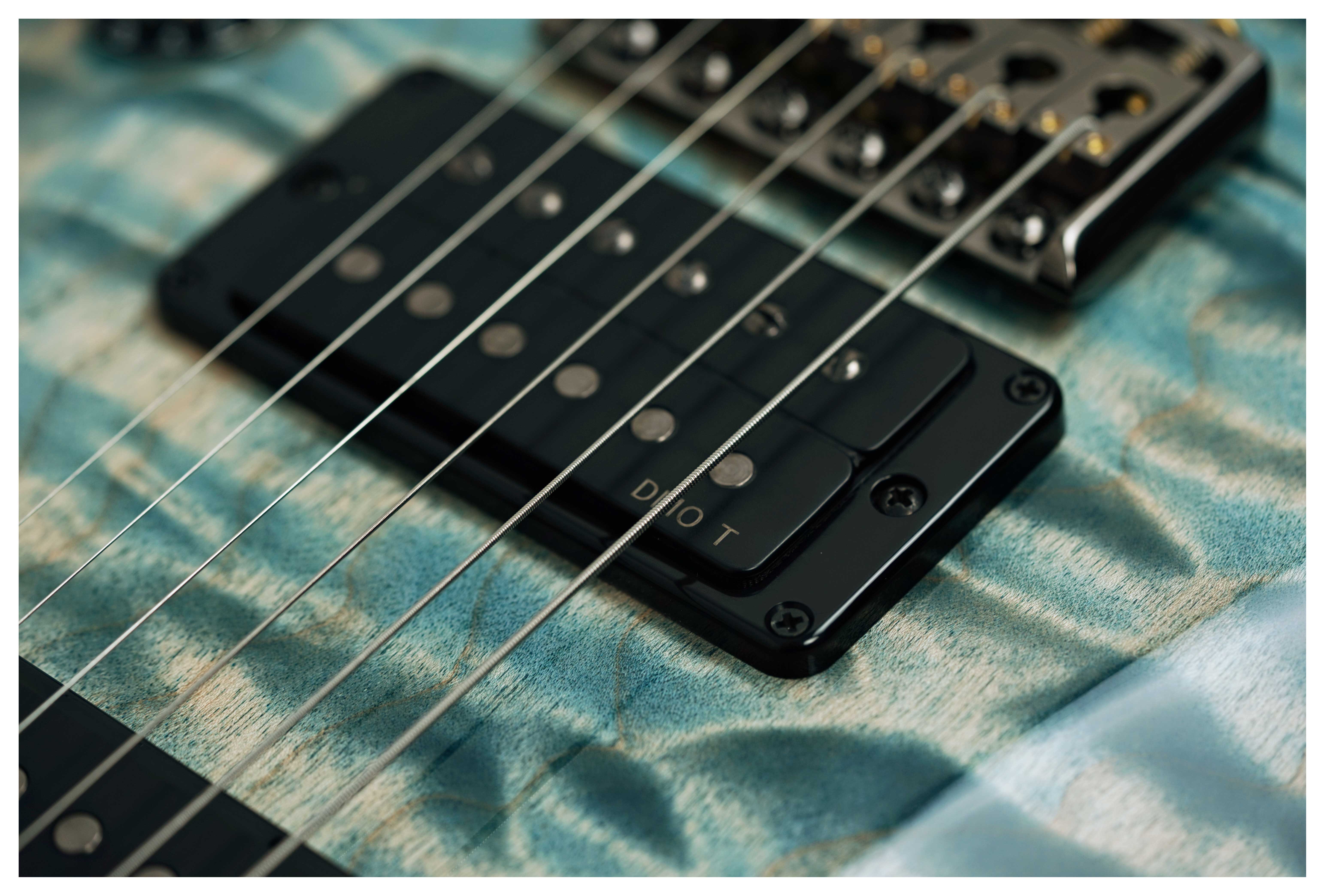 PRS Custom 24 Artist Quilt Top Faded Indigo with Korean Awabi Birds #0428143