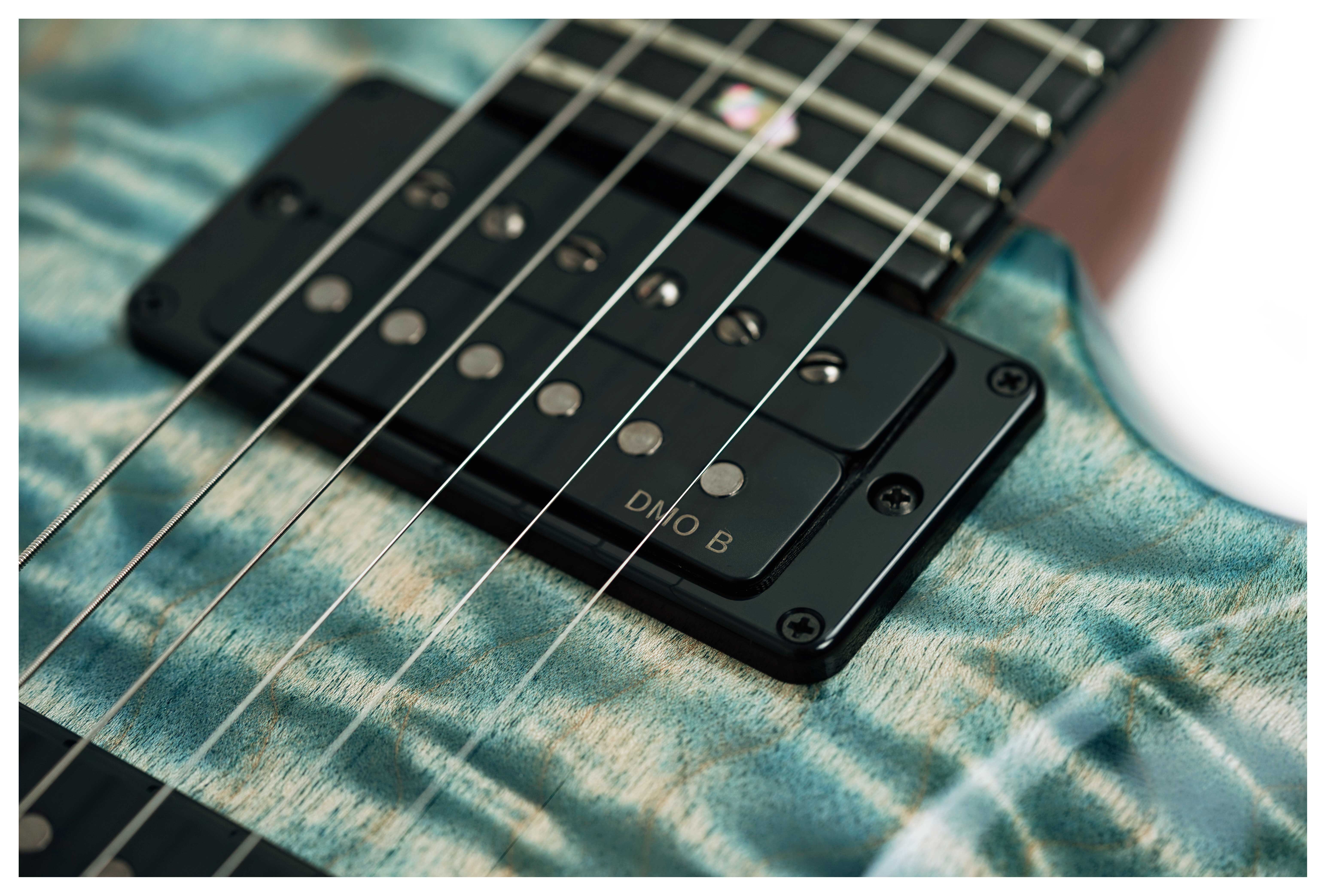 PRS Custom 24 Artist Quilt Top Faded Indigo with Korean Awabi Birds #0428143