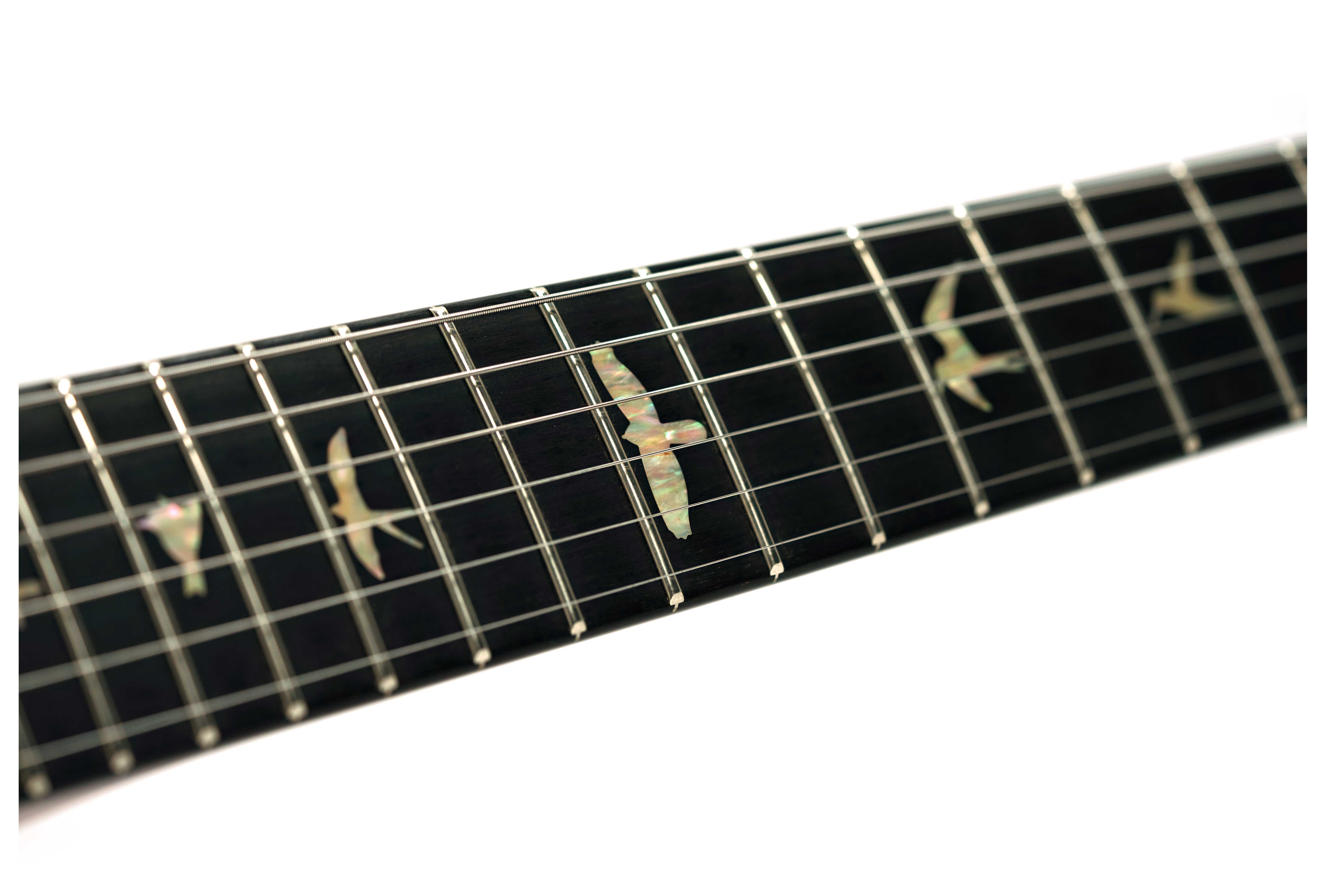PRS Custom 24 Artist Quilt Top Faded Indigo with Korean Awabi Birds #0428143