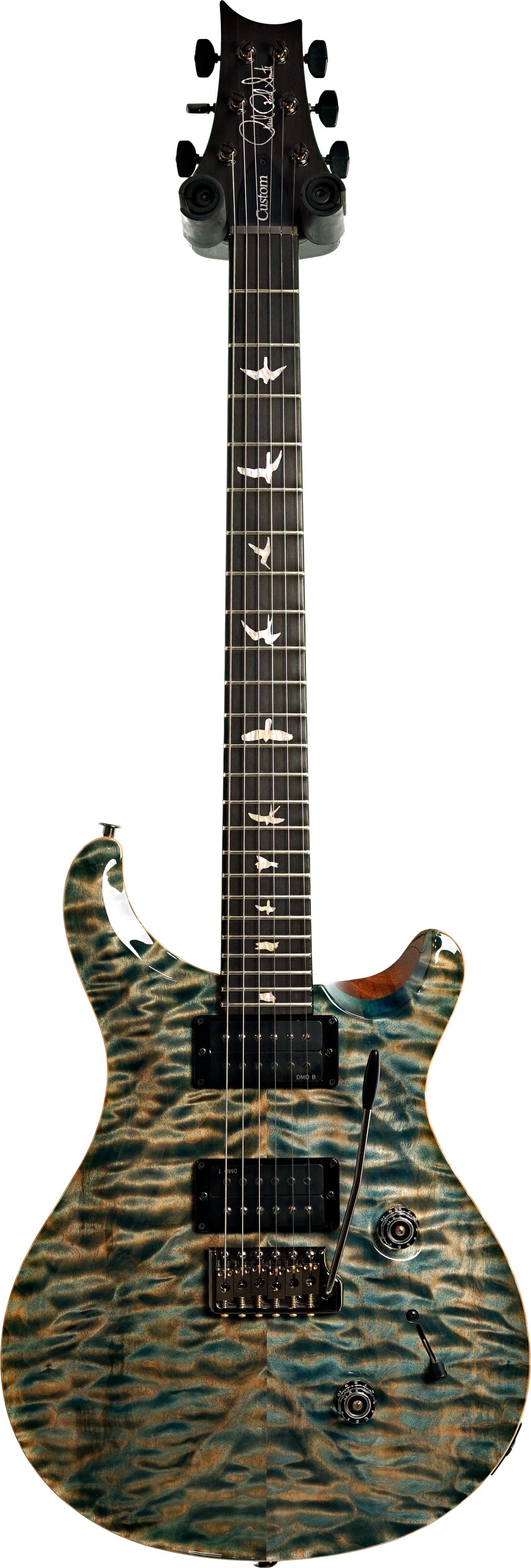 PRS Custom 24 Artist Quilt Top Faded Indigo with Korean Awabi Birds #0427285