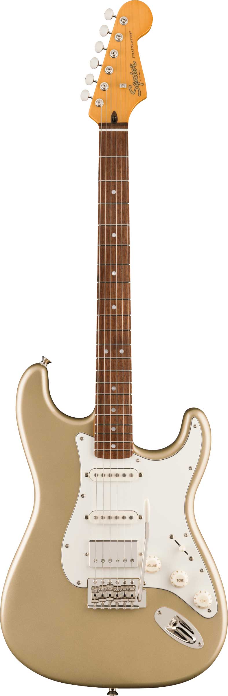 Squier Limited Edition FSR Classic Vibe 60s Stratocaster HSS Parchment Pickguard Shoreline Gold Indian Laurel Fingerboard
