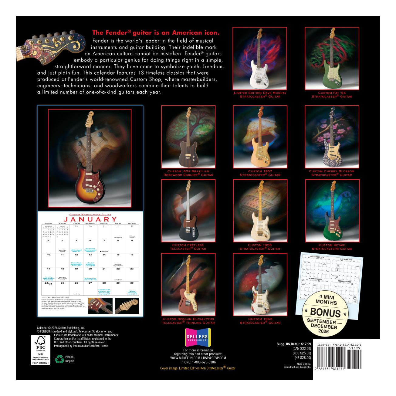 Fender 2027 Custom Shop Calendar
